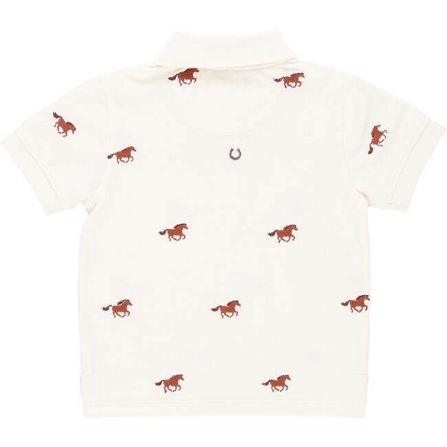 Boys Alec Short Sleeve Polo Shirt, Lucky Horses Embroidery - Shirts - 6