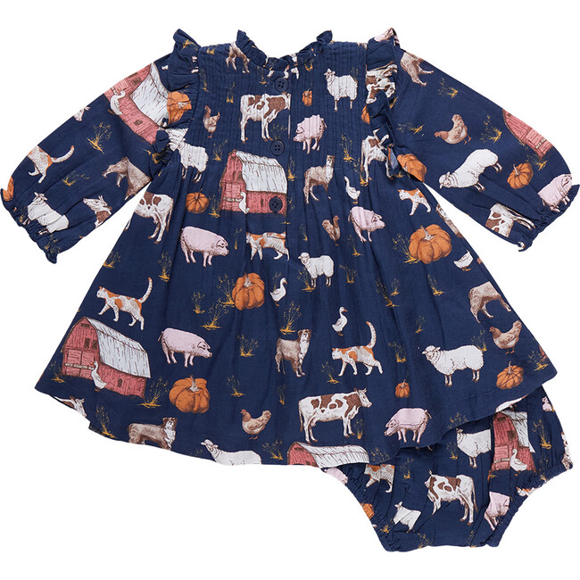 Baby Girls Stevie Puff Sleeve Dress & Bloomer Set, On The Farm - Dresses - 6