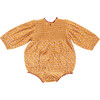 Baby Girls Stevie Ruffle Neck Long Puff Sleeve Bubble, Gold Tear Drop - Onesies - 6