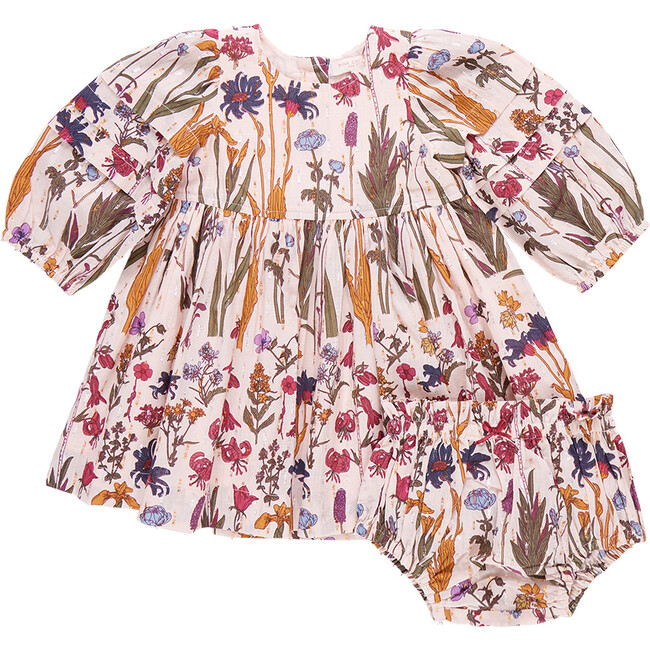 Baby Girls Brooke Puff Sleeve Dress & Bloomer Set, Autumn Flowers