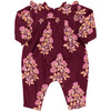 Baby Girls Kalani Ruffle Shoulder Long Sleeve Jumper, Burgundy Bouquet Floral - Onesies - 1 - thumbnail