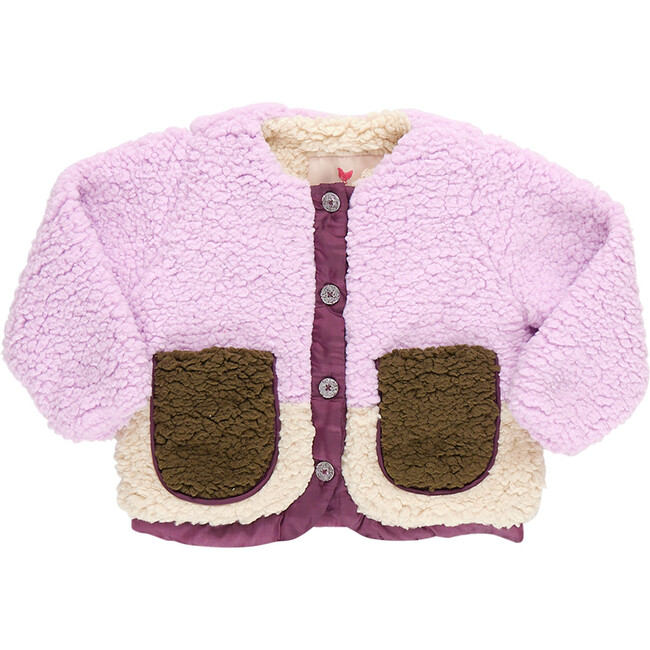 Baby Girls Ruth Sherpa Jacket, Lavender Colorblock