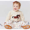 Baby Girls Cable Constance Gathered Puff Shoulder Buttoned Sweater, Wild Horse - Sweaters - 2