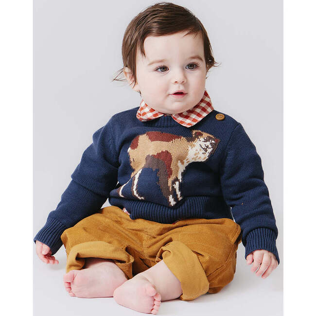 Baby Boys Oliver Ribbed Neck Pull-Over Sweater, Happy Dog - Sweaters - 2