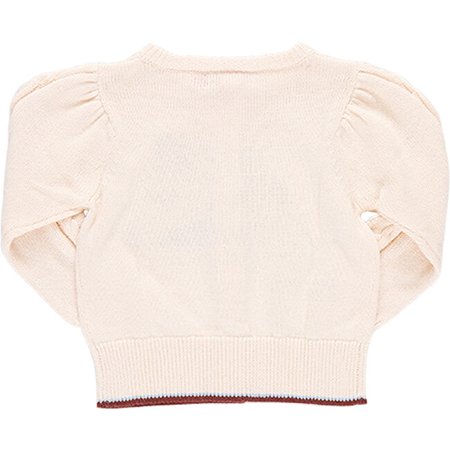 Baby Girls Cable Constance Gathered Puff Shoulder Buttoned Sweater, Wild Horse - Sweaters - 4