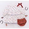Baby Girls Julia Contrast Chambray Trim Tired Dress & Bloomer Set, Tiny Horses - Dresses - 6