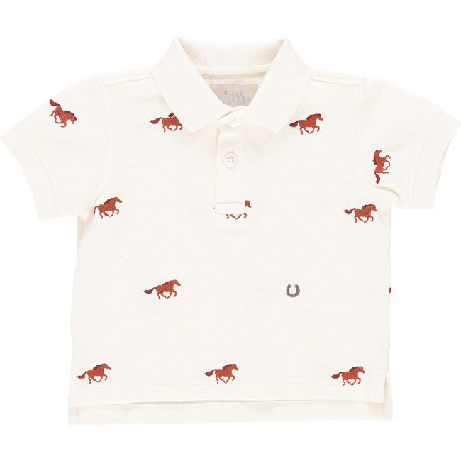 Baby Boys Alec Short Sleeve Polo Shirt, Lucky Horses Embroidery