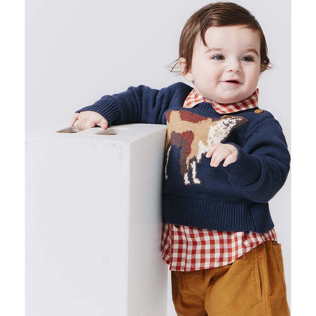 Baby Boys Jack Classic Long Sleeve 2-Pocket Shirt, Pony Gingham - Shirts - 2