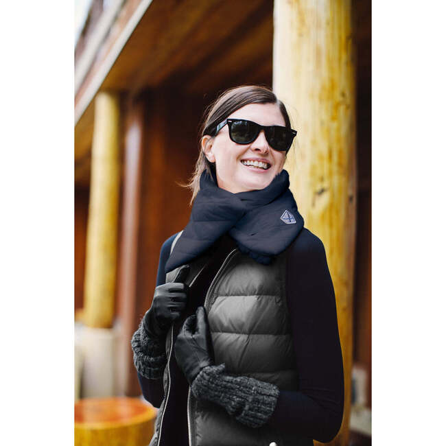 Women's Down Faux Fur Wrap Snap Front Scarf, Black - Scarves - 2