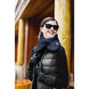 Women's Down Faux Fur Wrap Snap Front Scarf, Black - Scarves - 2