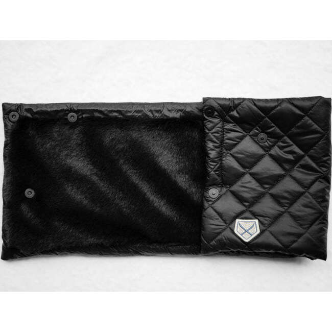 Women's Down Faux Fur Wrap Snap Front Scarf, Black - Scarves - 3