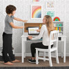 Kids' Wood Desk with Hutch & Chair, White - Desks - 3