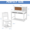 Kids' Wood Desk with Hutch & Chair, White - Desks - 7