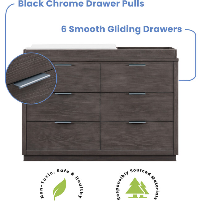 Forever 6 Drawer Dresser, Naturals Collection Grey - Dressers - 4