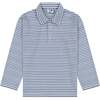 Busy Bees Boys Striped Long Sleeve Polo, Blue - Polo Shirts - 1 - thumbnail