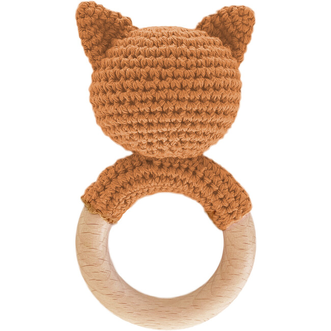 Cotton Rattle Teether Fox Clay Baby Gift Crochet Spring