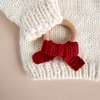 Cotton Crochet Teether Bow Red Christmas Holiday - Rattles - 2