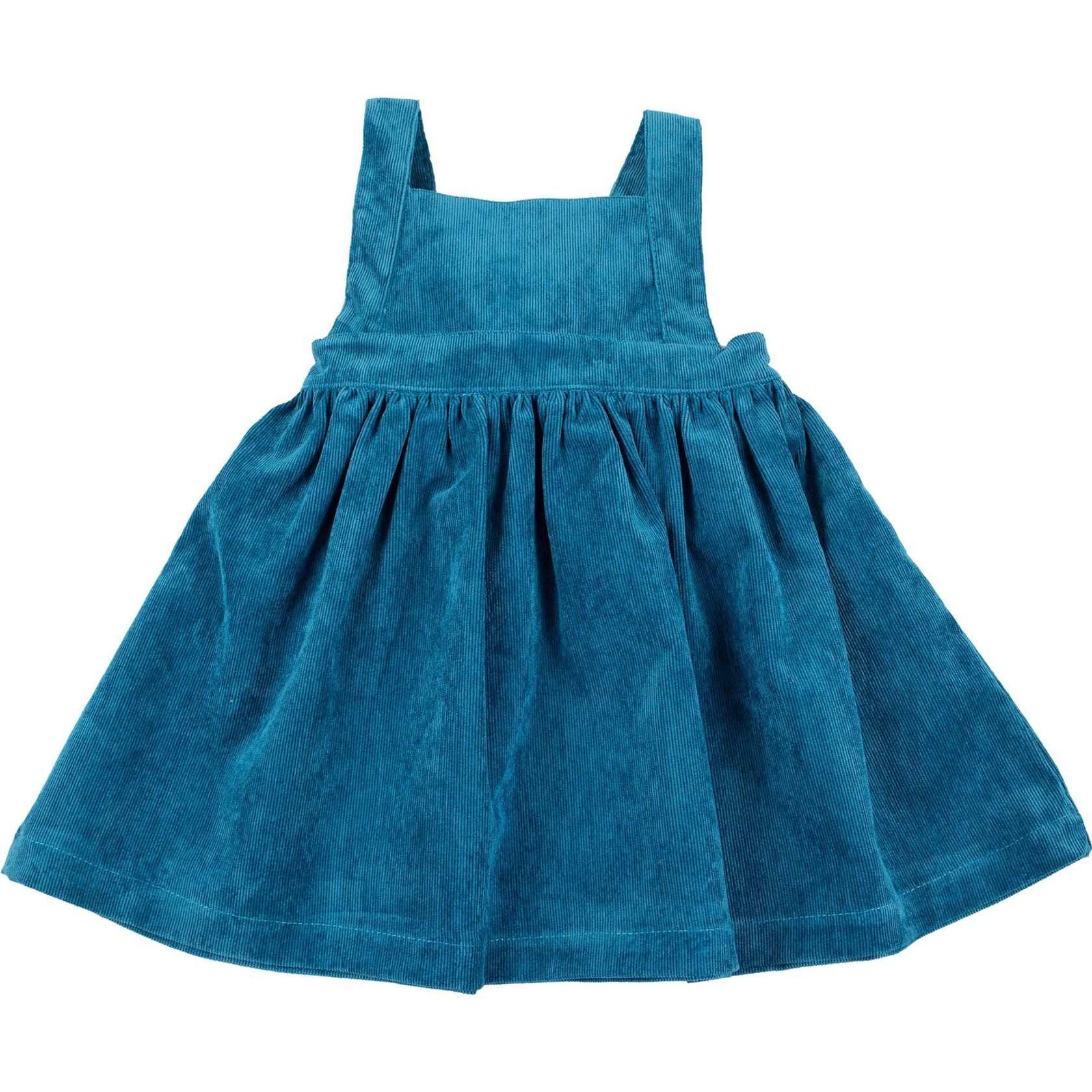 Teal Corduroy Pinafore Dress, Teal - Dresses - 1