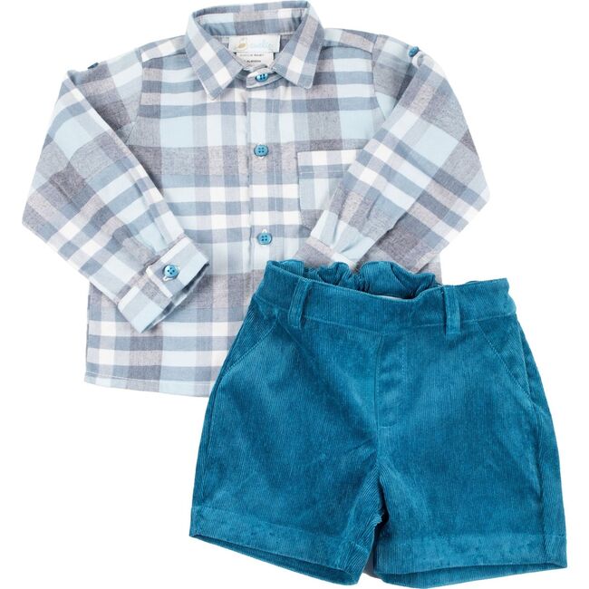 Teal Flannel Shirt Set, Teal