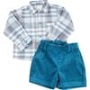 Teal Flannel Shirt Set, Teal - Mixed Apparel Set - 1 - thumbnail