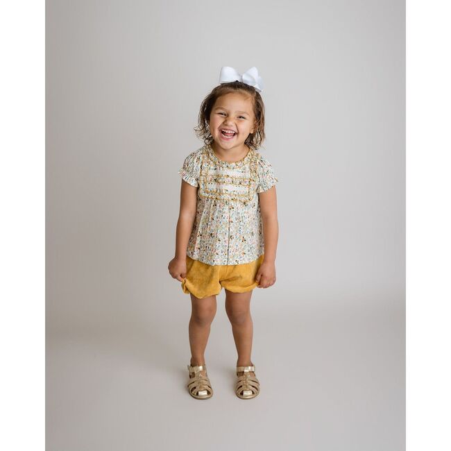 Yellow Floral Corduroy Set, Yellow Multi - Mixed Apparel Set - 4