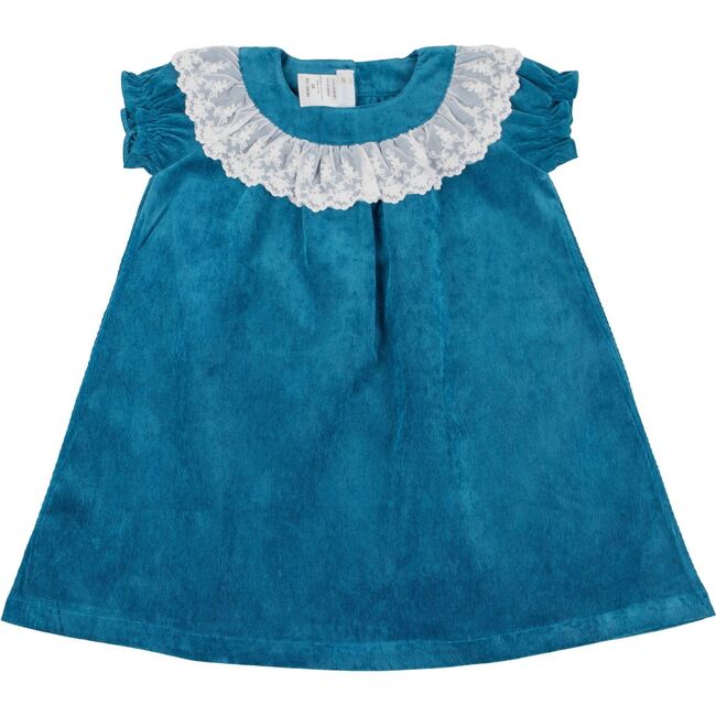 Lace Collar Corduroy Dress, Teal