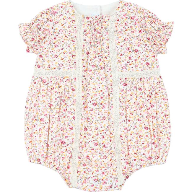 Pink Floral Bubble Romper, Pink Multi