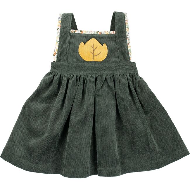 Forest Green Corduroy Pinafore Dress, Green