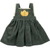 Forest Green Corduroy Pinafore Dress, Green - Dresses - 1 - thumbnail