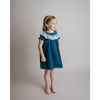 Lace Collar Corduroy Dress, Teal - Dresses - 3