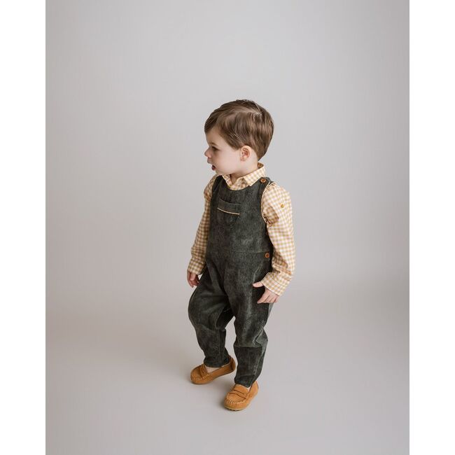 Forest Green Corduroy Overalls, Green - Rompers - 4