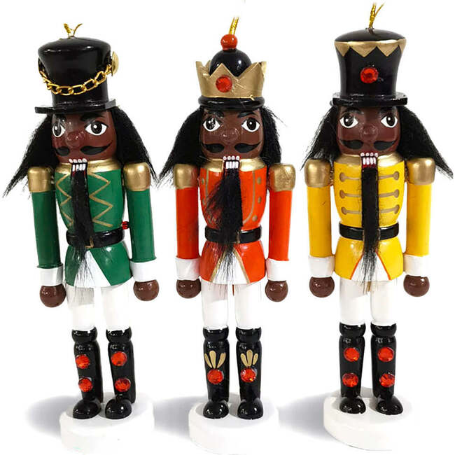 African American Nutcracker Ornaments, Set of 3