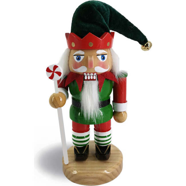 Elf Nutcracker with Velvet Hat and Red Crown