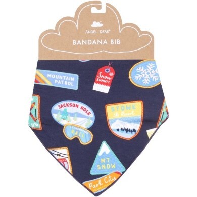 Vintage Ski Patches Bandana Bib, Black