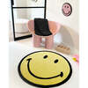 Round Smiley Rug, Yellow and Black - Rugs - 2