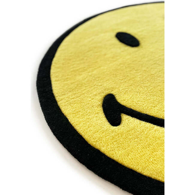 Round Smiley Rug, Yellow and Black - Rugs - 3