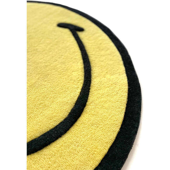 Round Smiley Rug, Yellow and Black - Rugs - 4