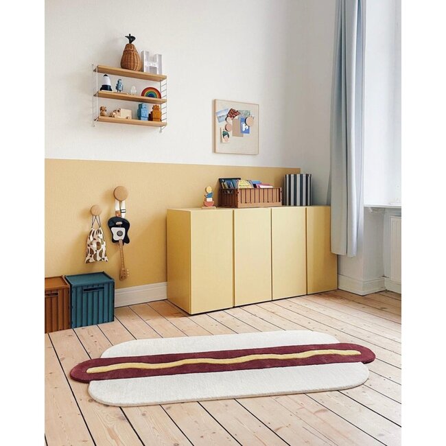 Hot Dog Rug, Cream, Maroon and Yellow - Rugs - 4