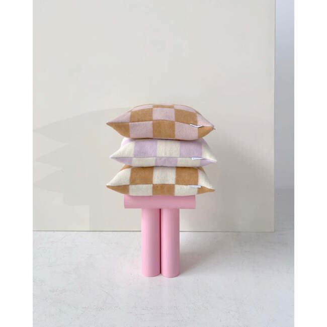 Checkerboard Cushion, Terra Brown and White - Pillows - 3