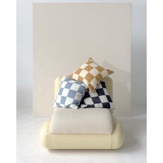 Checkerboard Cushion, Denim Blue and White - Pillows - 2