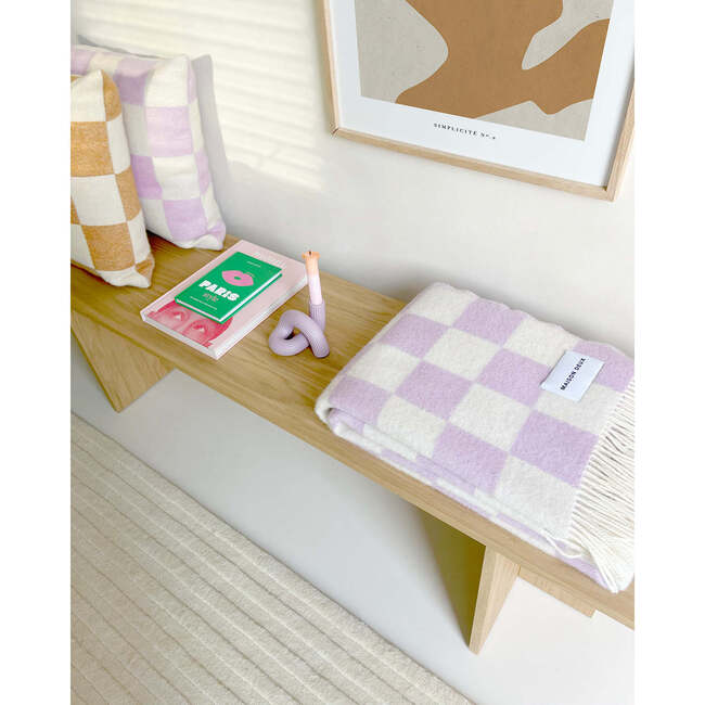 Checkerboard Blanket, Lilac and White - Throws - 2