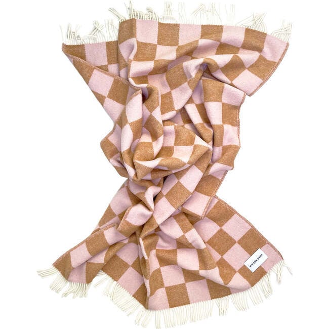 Checkerboard Blanket, Terra Brown and Pink - Throws - 3