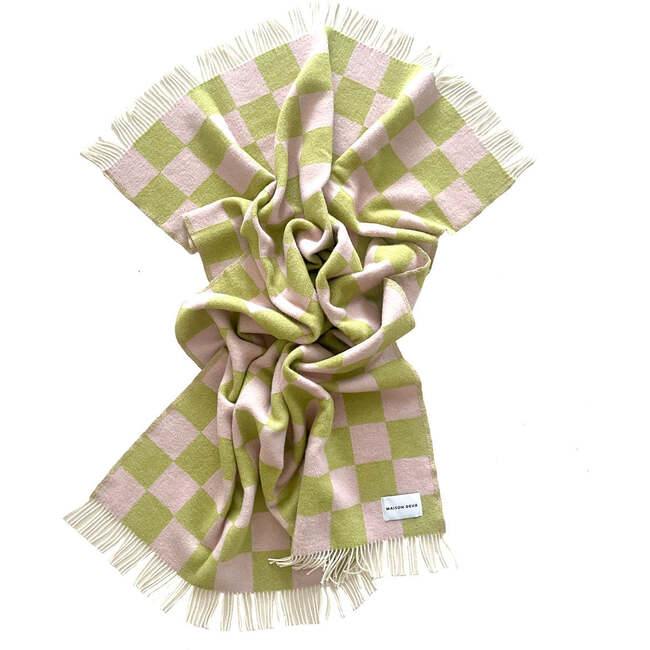 Checkerboard Blanket, Kiwi and Pink - Throws - 3