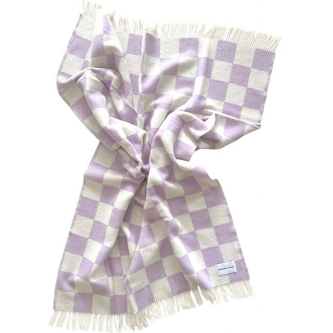 Checkerboard Blanket, Lilac and White - Throws - 3