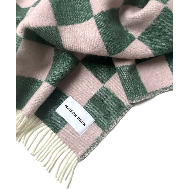 Checkerboard Blanket, Green and Pink - Throws - 3