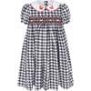 Princess Layla Hand Smocked Embroidered Check Girls Dress, Black & White - Dresses - 1 - thumbnail