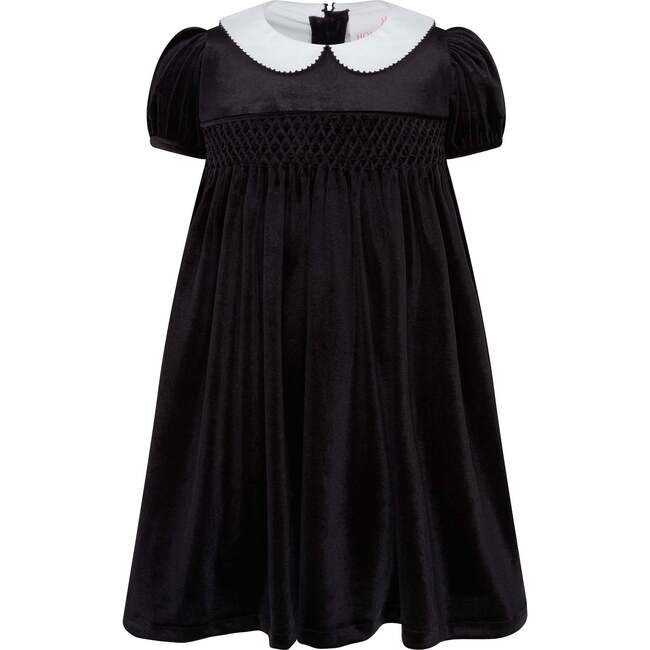 Princess Luna Hand Smocked Velvet Girls Dress, Black