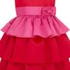 Ruby Frill Satin Girls Party Dress, Red & Pink - Dresses - 2