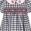 Princess Layla Hand Smocked Embroidered Check Girls Dress, Black & White - Dresses - 3