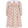 Princess Darcey Hand Smocked Floral Girls Dress, Red - Dresses - 1 - thumbnail